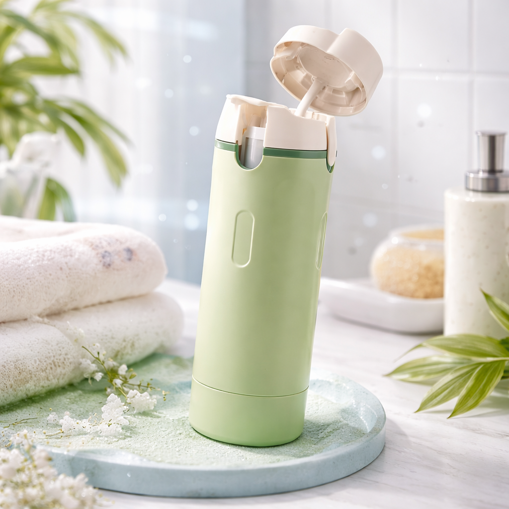 TravelDose™ – Dozownik Podróżny 4w1 | Szczelne Butelki 30 ml